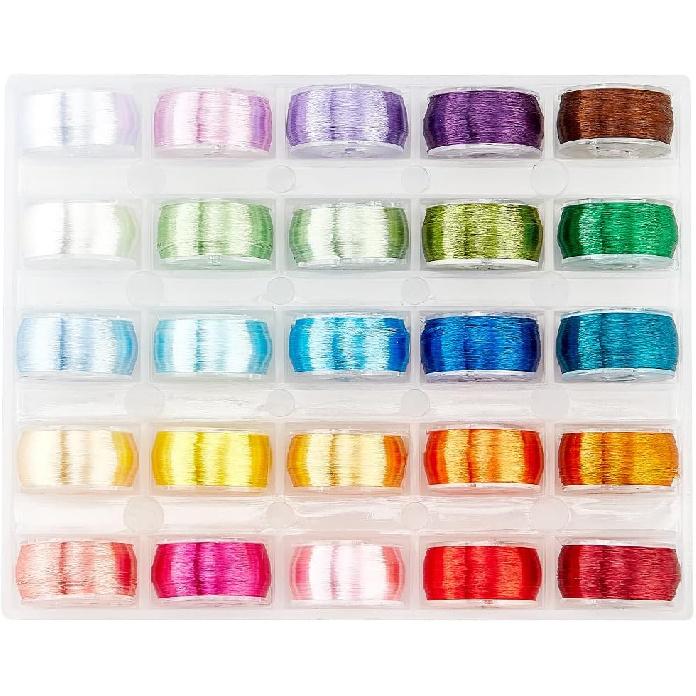 PH PandaHall 1640~1912 Yards Polyester Beading Thread 0.1mm Colorful Craft String 10 Colors High Gloss Single-Strand Thread Polyester Cord String for