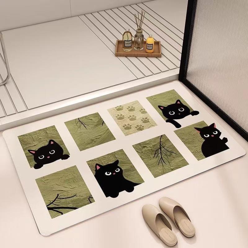 Minimalist Cartoon Bathroom Mat – Quick-Drying, Non-Slip, Absorbent, Dirt-Resistant, Easy-to-Clean, with Diatomaceous Earth.