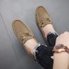 Classic Retro Green Men's Loafers Shoes Flats Handmade Suede Moccasin Casual Shoes Men Slip-on Driving Footwear mocasines hombre