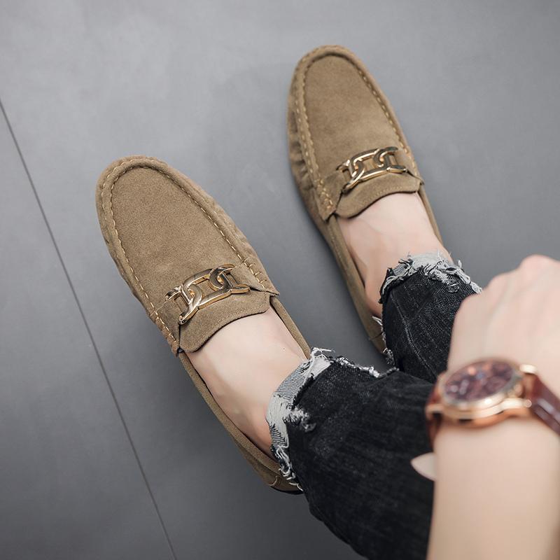 Classic Retro Green Men's Loafers Shoes Flats Handmade Suede Moccasin Casual Shoes Men Slip-on Driving Footwear mocasines hombre