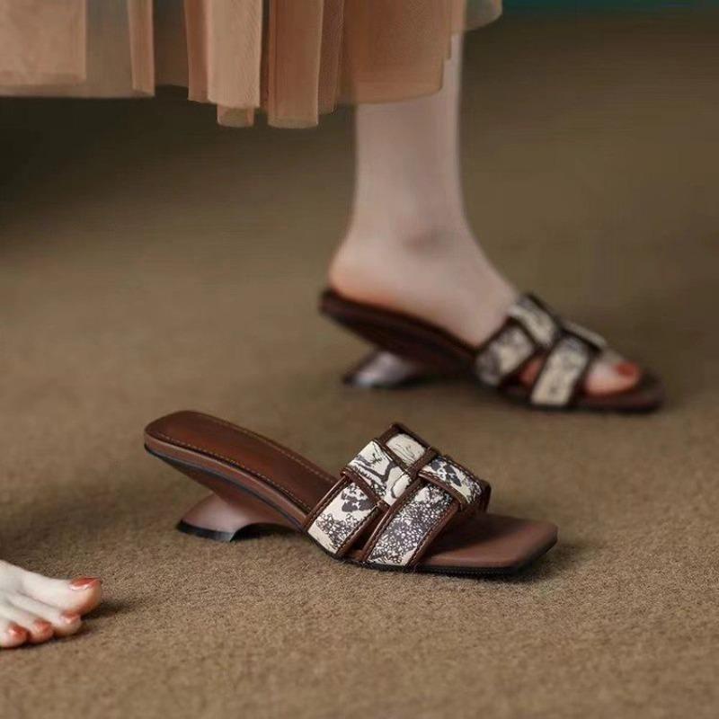 Woman Slippers Heeled Open Toe Slides Retro Shoes for Women Top Designs On Offer Easy Wears Unique Low Price Summer Sandals Sale