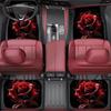 A Set of Four Universal Car Floor Mats Featuring a Rose Flower Design, Designed Both Front And Rear Seats of Any Vehicle