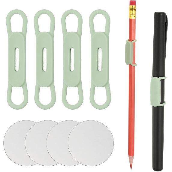 PATIKIL 4 Pcs Magnetic Pen Pencil Holder, Silicone Flexible Pencil Holder Adjustable Organizer Clip with 4 Metal Sheet for Refrigerator Whiteboards