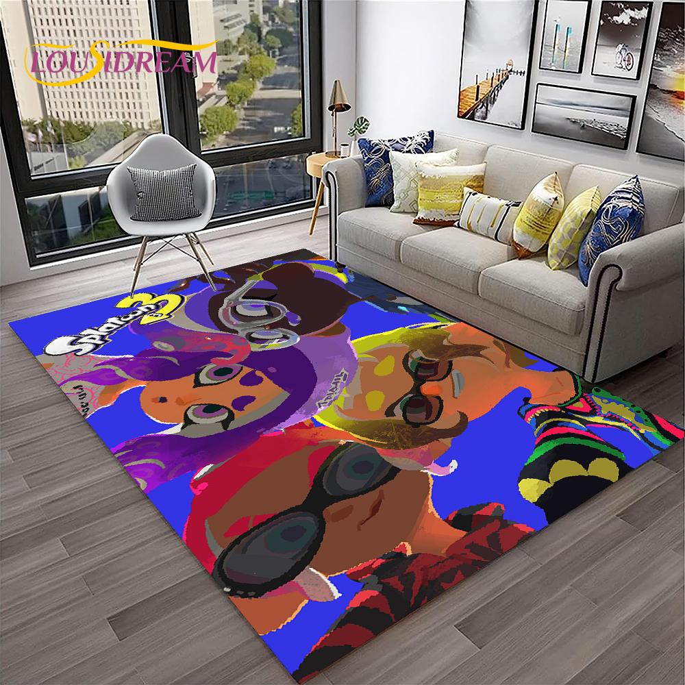 Cartoon PC Gamer 3D Games Splatoon Carpet Rug for Home Living Room Bedroom Sofa Doormat Decor,kids Area Rug Non-slip Floor Mat