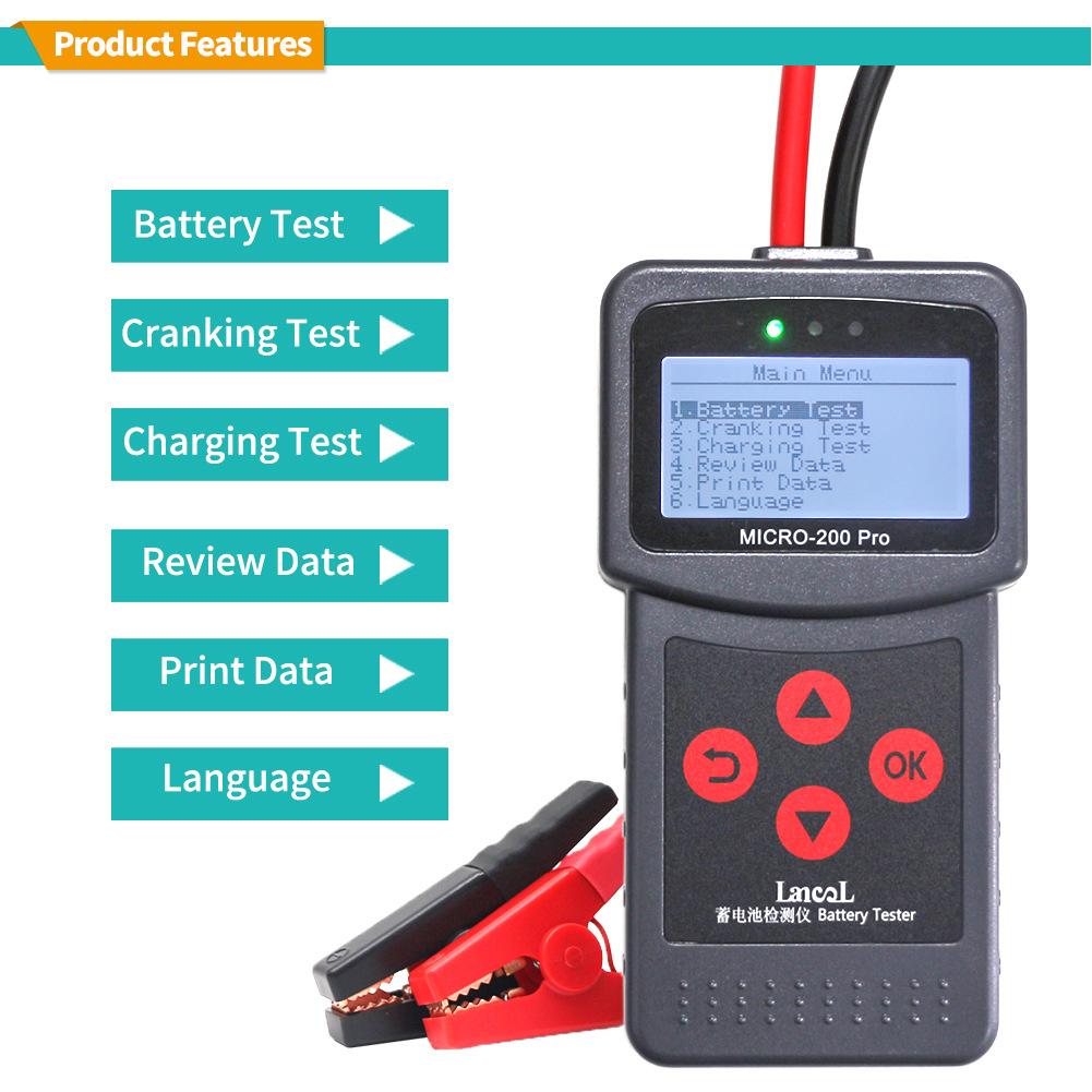 Alternator Battery Tester DC 7V-30V Automotive Battery Analyzer Cranking Charging Test Tool for Car Motorcycle Repairing