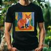 Abstract Fox Portrait ArT T Shirt Animal Lover Trendy Nature Quirky Casual Idea Vintage Washed Fashion Graphic Versatile Unisex