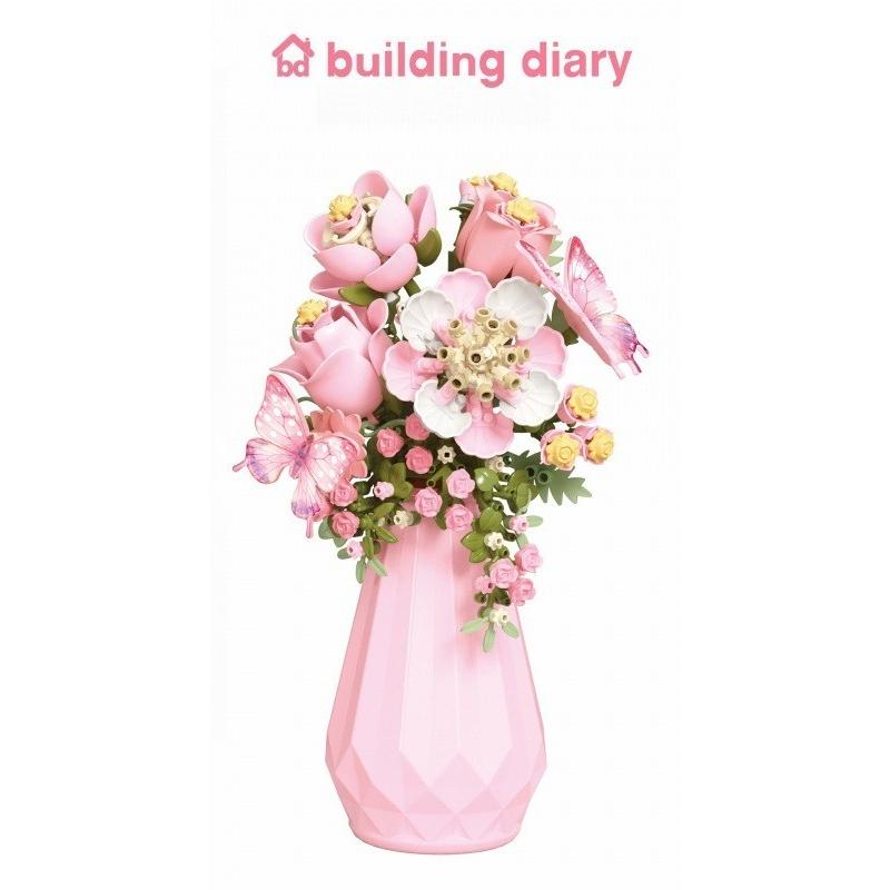 Romantic Flower Bouquets Building Blocks Set - Floral Assembly Construction Toy For Holiday Gift Idea