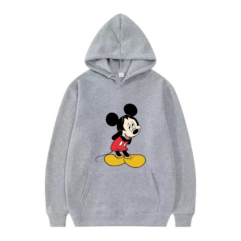 Disney Mickey Mouse Pattern Woman Streetwear Loose Grey Winter Tops Clothes Pullovers Ladies Cheap 90s Hoodies Men Sweatshirts