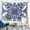 Blaues Verziertes Florales Mediterranes Sizilianisches Fliesen-Wandteppich-Dekor Kunst Ästhetische Wandteppiche für Schlafzimmer Zuhause Wandtuch Wandbehang