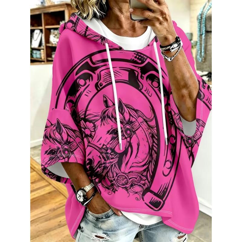 Women's mid-sleeve casual hoodie