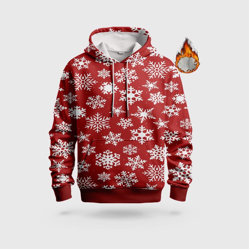 

3D Printed Christmas Hooded Sweatshirt: Trendy, Loose-Fit Long Sleeve for Couples Quintuple Extra Large