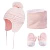 3Pcs Baby Winter Beanie Hat Scarf Gloves Set Knitted Fleece Lined Hat Thick Soft Warm Hat for 1 3 Years Old Kids Boys