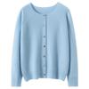 2026 Autumn/Winter Women's Pure Cashmere Round Neck Loose Knit Cardigan Sweater, Solid Color, Long Sleeve.