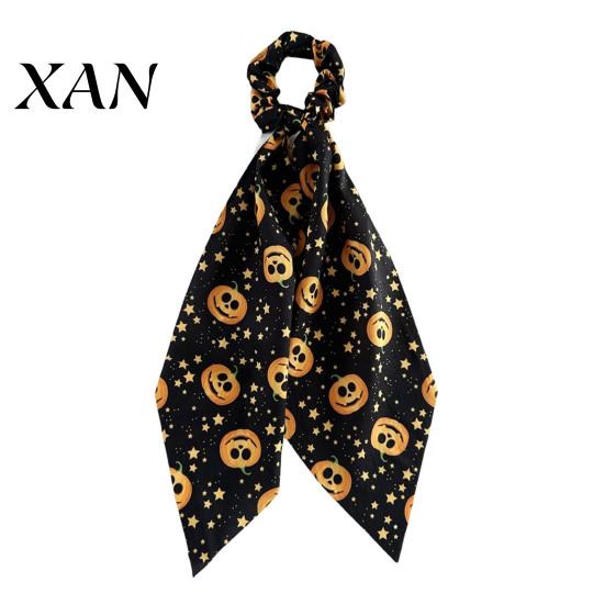 Colorful Hair Tie Halloween Satin Scrunchies for Women, Funny Pumpkin Printed Elastic Ties, Print Soft Ponytail Holders, Decorative Accessories Daily