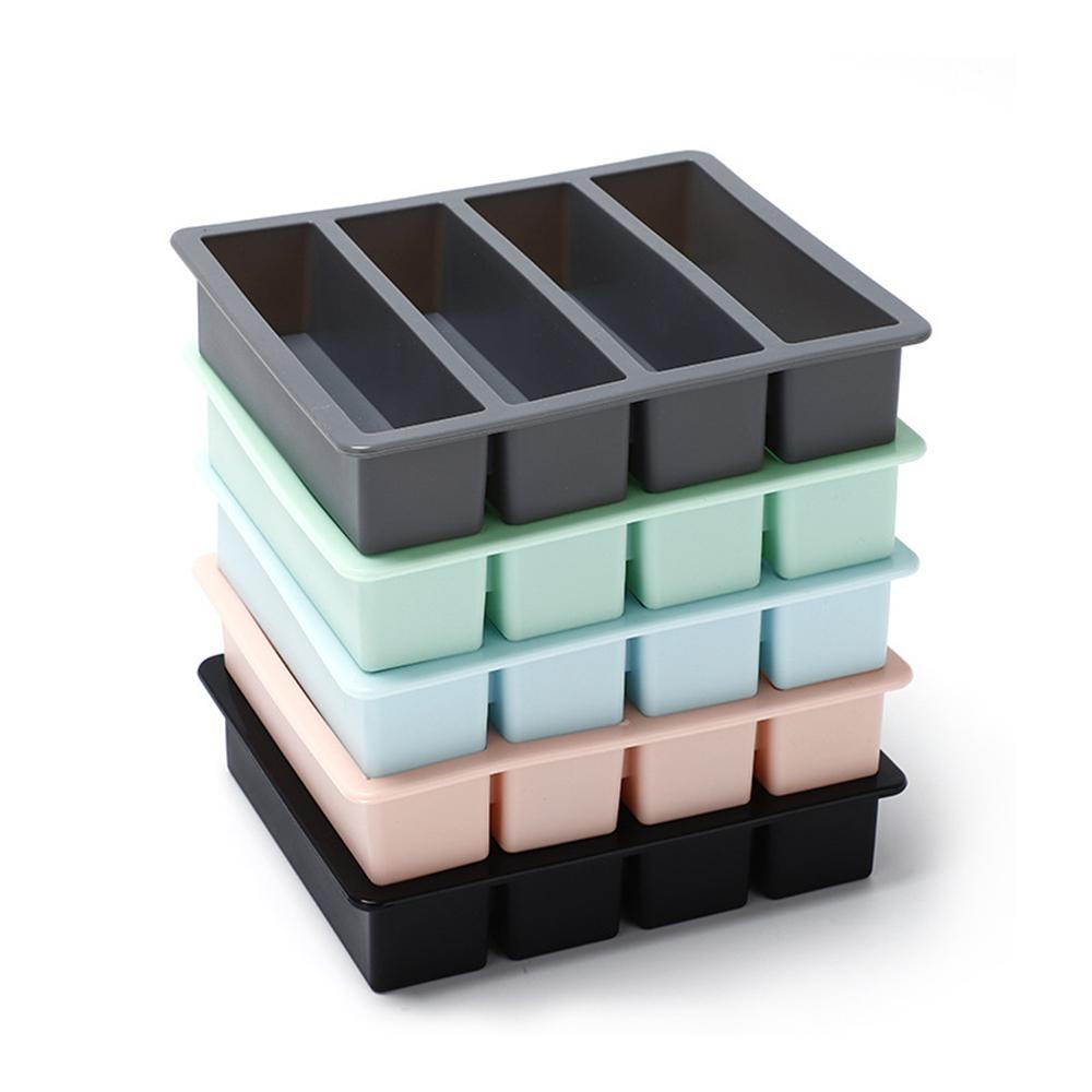 1PC Four Straight Strip Ice Mill Silicone Ice Tray Diy Ice Cube Mold Auxiliary Food Box Ice Maker