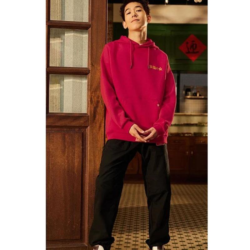 Li-Ning Serie Deportiva de Moda Colección Diaria de Oro Sudadera Holgada Casual para Hombre Tops Rojo AWDS159-2