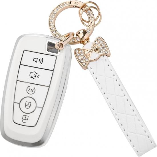 For Ford Key Fob Cover With Keychain, Soft TPU Key Case Shell For F150 F250 F350 Mustang Bronco Explorer Escape Edge Expedition Maverick Ranger