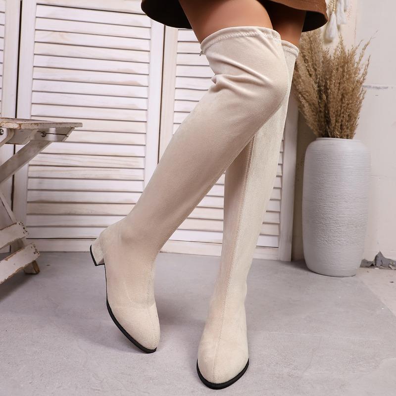 

Women Pointed High Boots 2025 Winter Simple Solid Color Outdoor Dress Party Boots New Fashion Brand Designer Over The Knee Boots 36