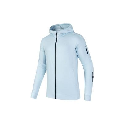 Anta Training Series Solid Color Logo Zip-Up Hooded Fleece Sweatshirt Men Sweatshirt Keling-Blue 952237737-2