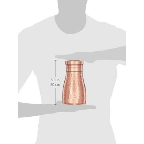 Copper Water Bottle | Bedside Bottle with Glass | Hammered Finish (1 Litre Capacity)