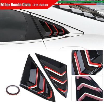 Falta + embellecedor de cubierta de rejilla de ventana de ventilación lateral trasera roja para Honda Civic Sedan 2016-21