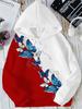 Black and White Two-color Splicing, Butterfly Print, Gentle Temperament Women's Hooded Spring and Autumn Sweatshirt