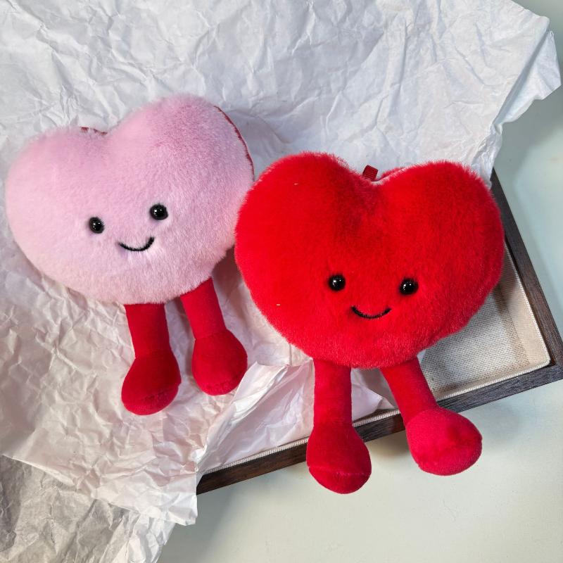 1Pcs Adorable Smiling Red Pink Heart Dolls Soft Heart Plush Stuffed Toy Pendant Valentine'S Day Gift For Girlfriend Home Decor