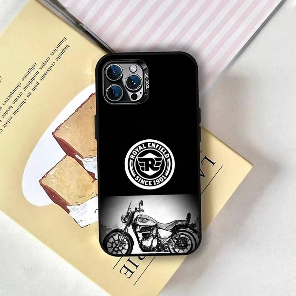 R-ROYALS E-ENFIELDs Logo Phone Case For iPhone 17,16,15,14,13,12,11 Plus,Pro Max,XS,Colored Silver Plated Inside Cover