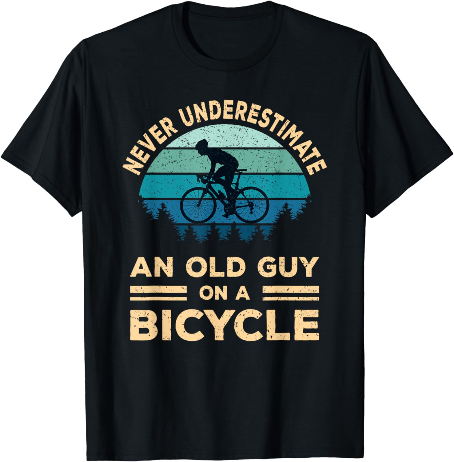 Never Underestimate An Old Guy on A Bicycle Funny Cycling TShirt  Vintage T Shirt  Graphic T Shirts Men Clothing Tops S