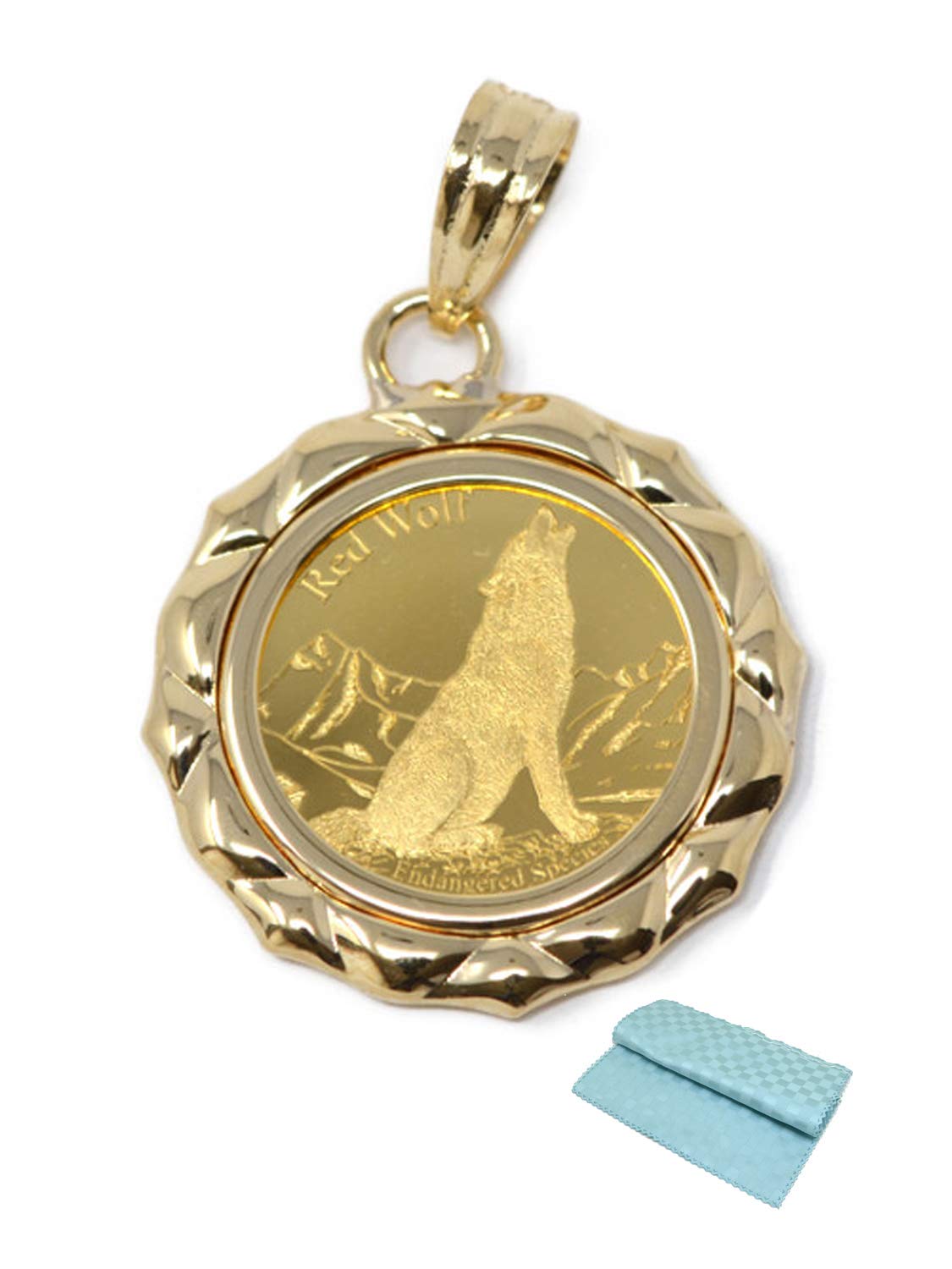 

Coin Pendant Top Wolf Condor K24 k18 Frame 24K 18K Set with Polishing [Kotobuki Jewelry] 1/25 oz. (Gift Cloth) синій