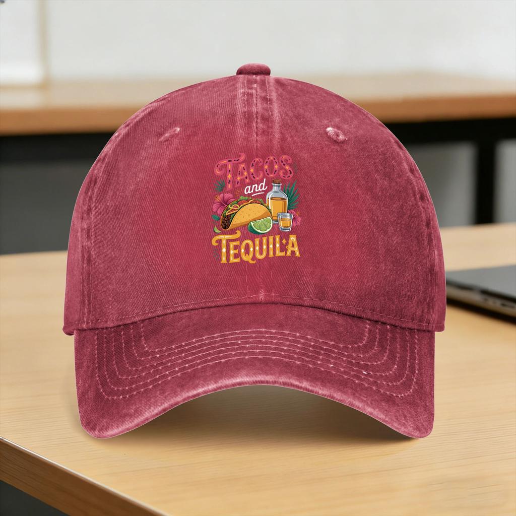 Summer Tacos And Tequila Baseball Cap Sun Sun Visor Design Washed Trucker Hat FeUnisex Unisex Yk Funny Running Hippie Snapback Cap