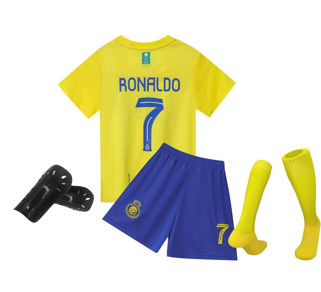 23-24 Riyadh Trasferta Blu Zaffiro N.. Set Maglia da Calcio 7 Club Taglia Bambino 14-30