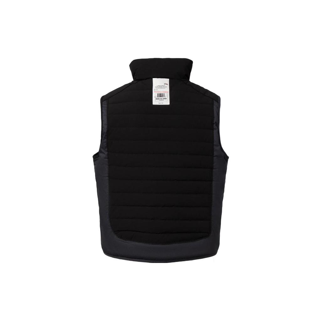Li Ning High Neck Fitted Zipper Down Vest Men Vests Black Gray AMRR043-1