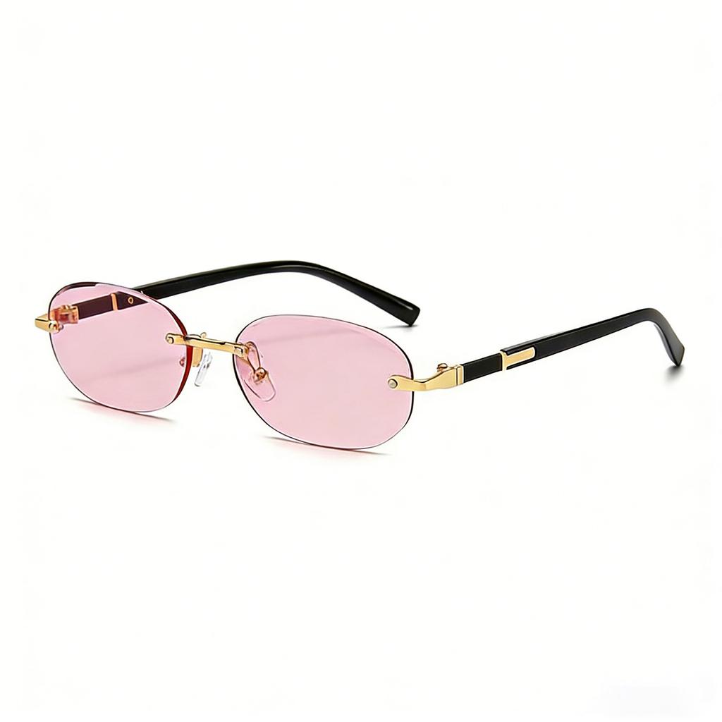 Sunglasses Personality Versatile Trend Retro Women's Oval Metal Frameless Trimmed Sunglasses