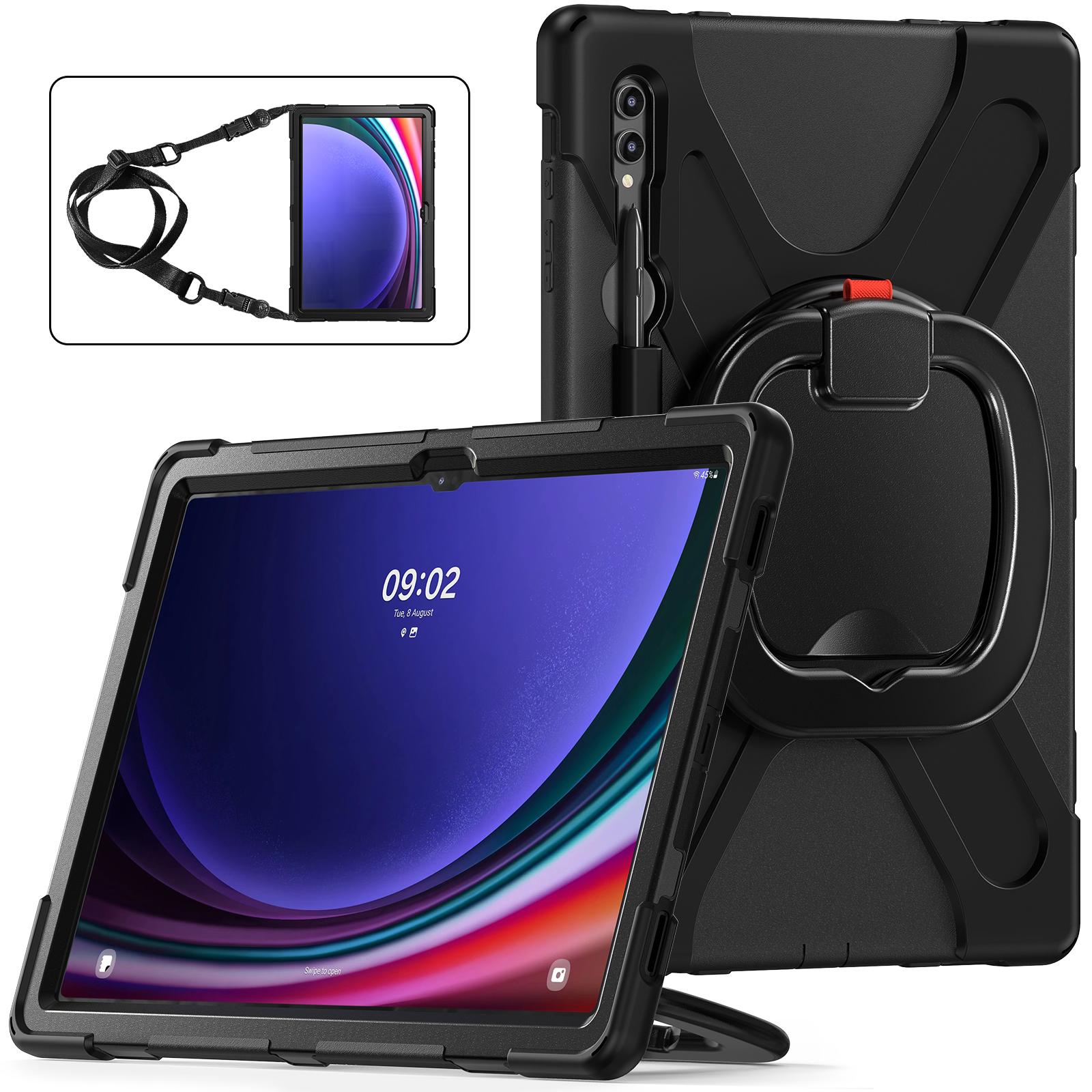 

Чехол-подставка с вращением на 360° для Galaxy Tab S10 S9 S8 Ultra 2024 2023 2022 14.6 SM-X920 X926B X910 X916B X900 X906B Прочный чехол S10Ultra SM-X920 926 чёрный