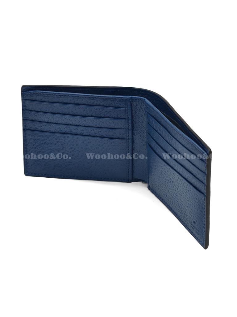 Gucci Gg Marmont Series Simple Pure Color Double G Logo Double-Fold Leather Wallet Regular Men'S Royal Blue