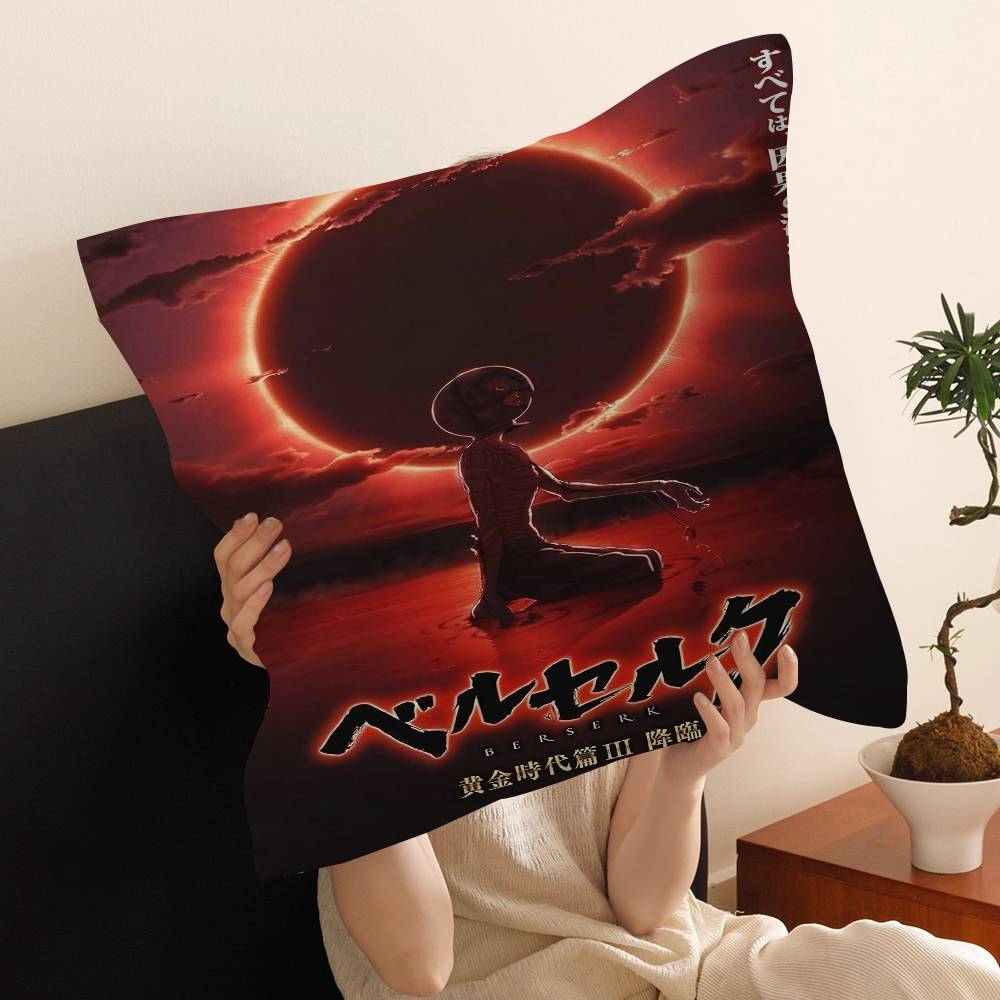 Anime B-Berserk Guts And Griffith Cushion Cover Inches Farmhouse Decor Home Throw Pillow Covers For Couch Decorations