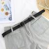 Ladies Painted Round Day Buckle Belt Non-Punching Decorative Belt Non-Porous Belt