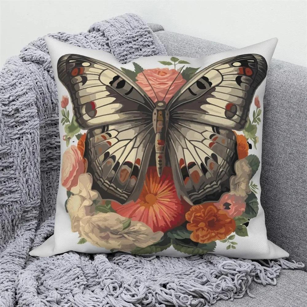 

Чехол для подушки с изображением бабочек и цветов для украшения дома Чехол для подушки с изображением дивана и автомобиля 66x66cm