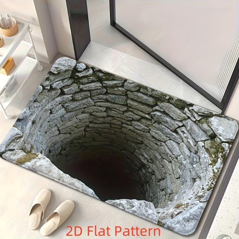 2D Optical Illusion Endless Cave Design Doormat Flannel Doormat Living Room Room Holiday Home Give You Lucky Doormat Home Decor