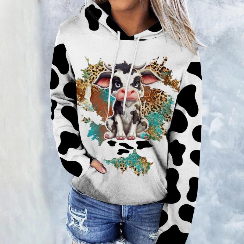 Spring Fall Animal Cow Hoodie Women Men Fashion Hoodie Jumper Vintage Clothing Boys Girls Luxury Coat Hoodie Clothing