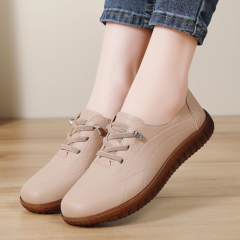 Women Soft Casual Shoes Loafers Simple Elegant Summer Sneakers Breathable Leather Moccasins Shoes Plus Size
