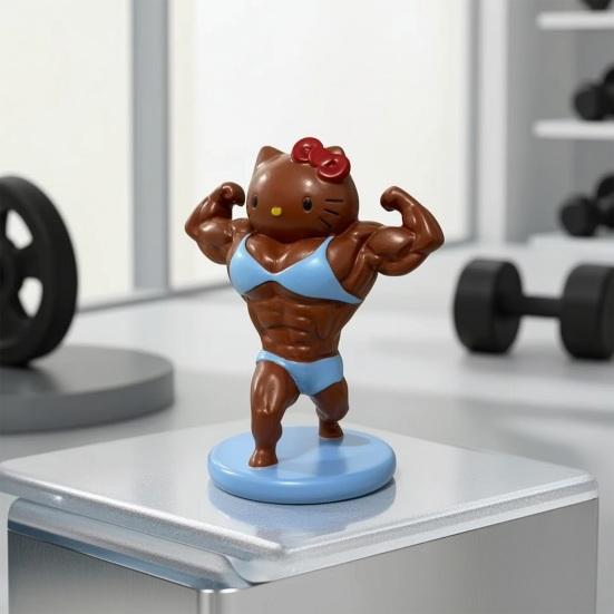 Muscular Cat Figurine, Funny Bodybuilder Cat Resin Statue, Collectible Gym Kitten Desktop Ornament for Office Desktop, Home Decor, Gifts for Fitness