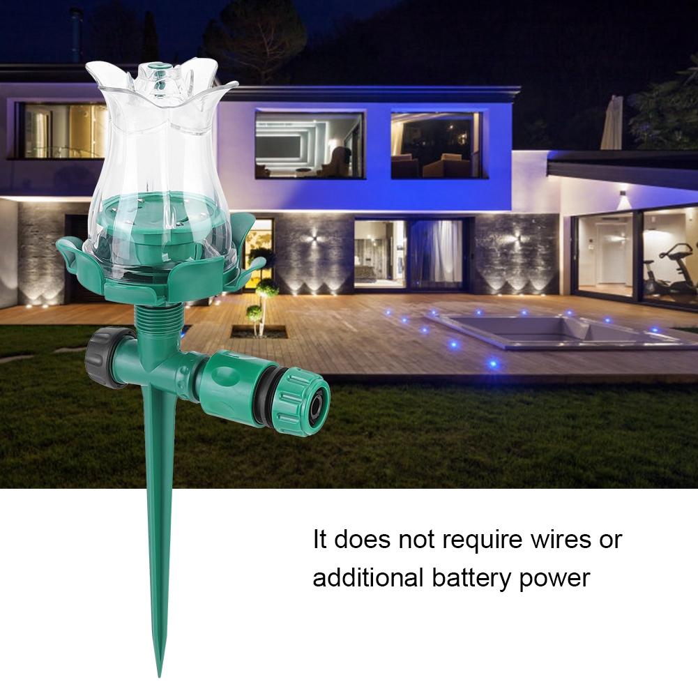 Outdoor Garden LED Sprinkler Lawn Watering Decorative Tool with Colorful Light Effect