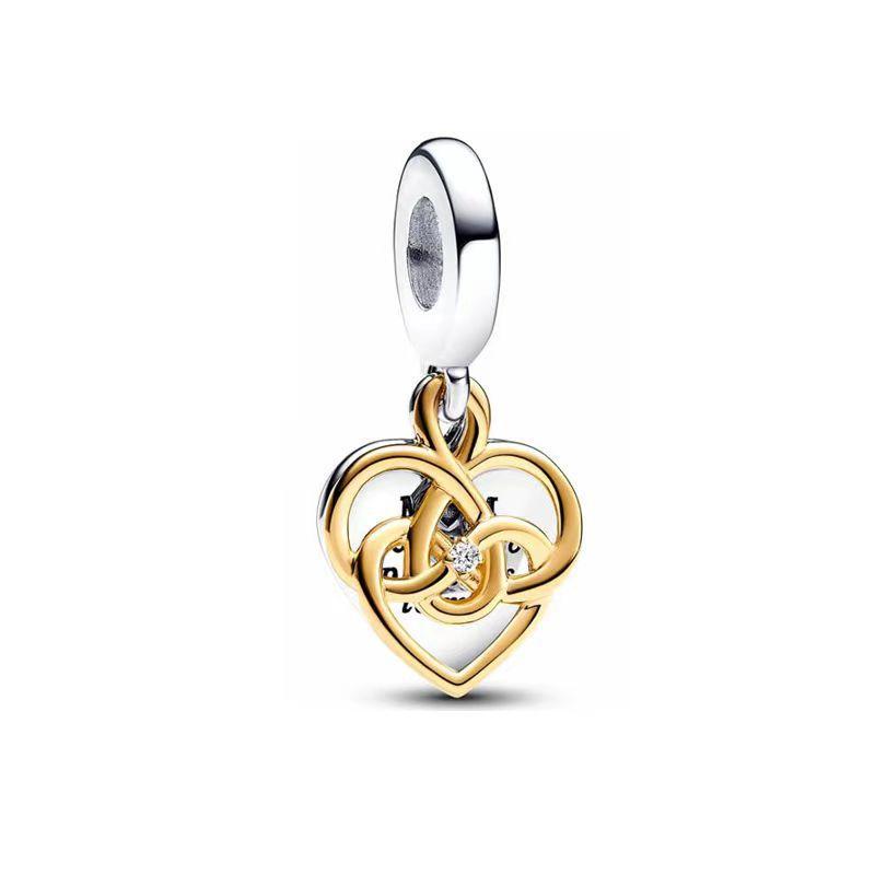 Brand New Infinity Knot Charm Bead Components Copper Metal Bead Components Hearts Secure Safety Chain Compatible With Authentic Original Bracelets