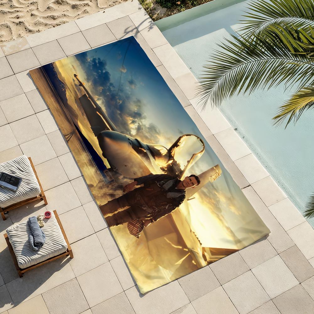 Film T-Top Gun M-Maverick Towel Soft Lightweight Anti-Sand Large Beach Towel Quick-Drying Bath Sports Family