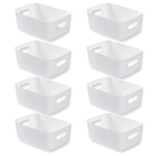 RYOHIN Lab. Storage Boxes for Small Items, Soft Plastic with No Corners, Polyethylene Cases, Won't Damage Furniture, Handles, Color Boxes, Organizer F