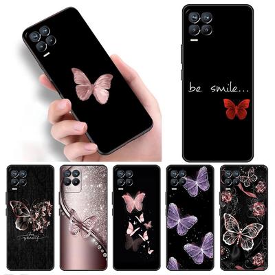 Case For Realme 8 C21y GT Neo 2 3 8i C21 7 C11 6 C12 C35 C3 GT 9 Pro C12 Silicone TPU Phone Cover Beauty Pink Butterfly