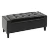 PU Leather Storage Ottoman Bench Storage Chest Tufted Ottoman Cube W/ Flipping Top 92L X 40W X 40H Cm Black