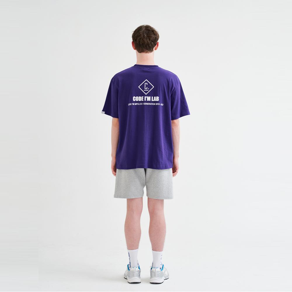 CODE I'M Lab Logo Print Oversized Short Sleeve T-Shirt Purple